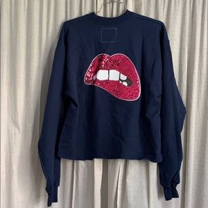 Sequin mouth sweatshirt